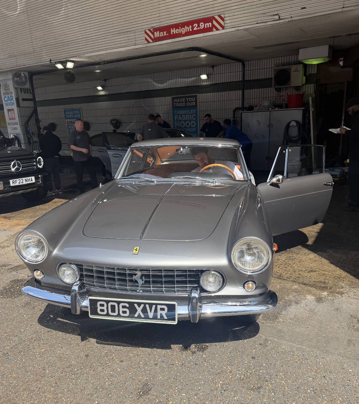 Classic Ferrari 250 GT: keys in the ignition at Kensington's Car Wash